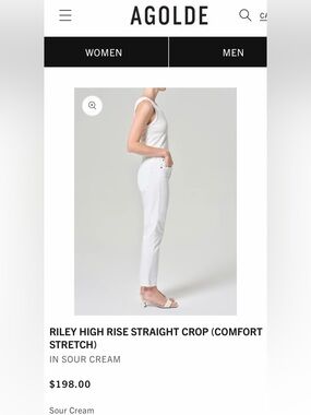 Agolde Riley High-Rise Straight Crop - color: Sour Cream